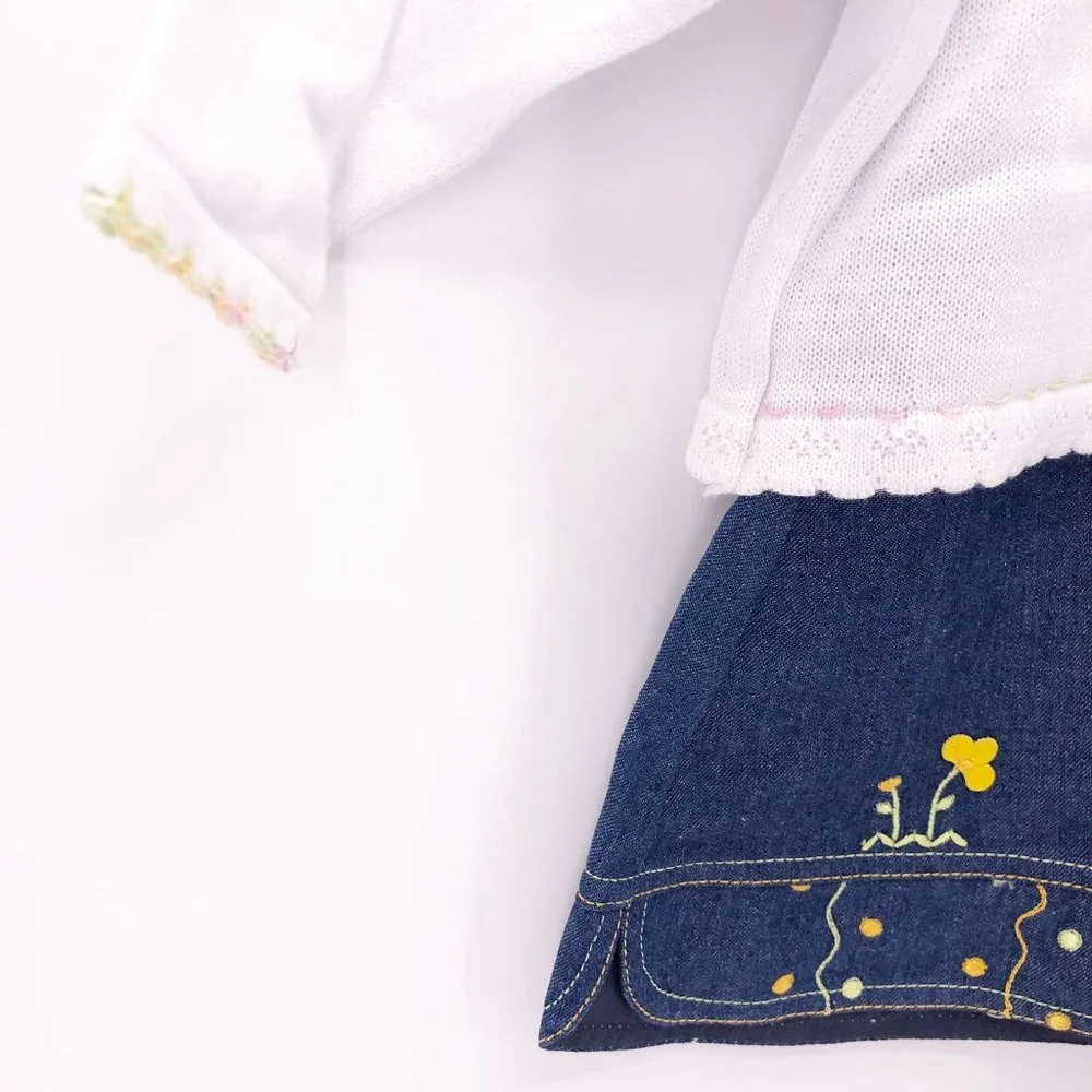 NWT 12 Mo Cucci Bebe Jumper‎ Overall Dress w Sweater Applique Embroidery Crochet